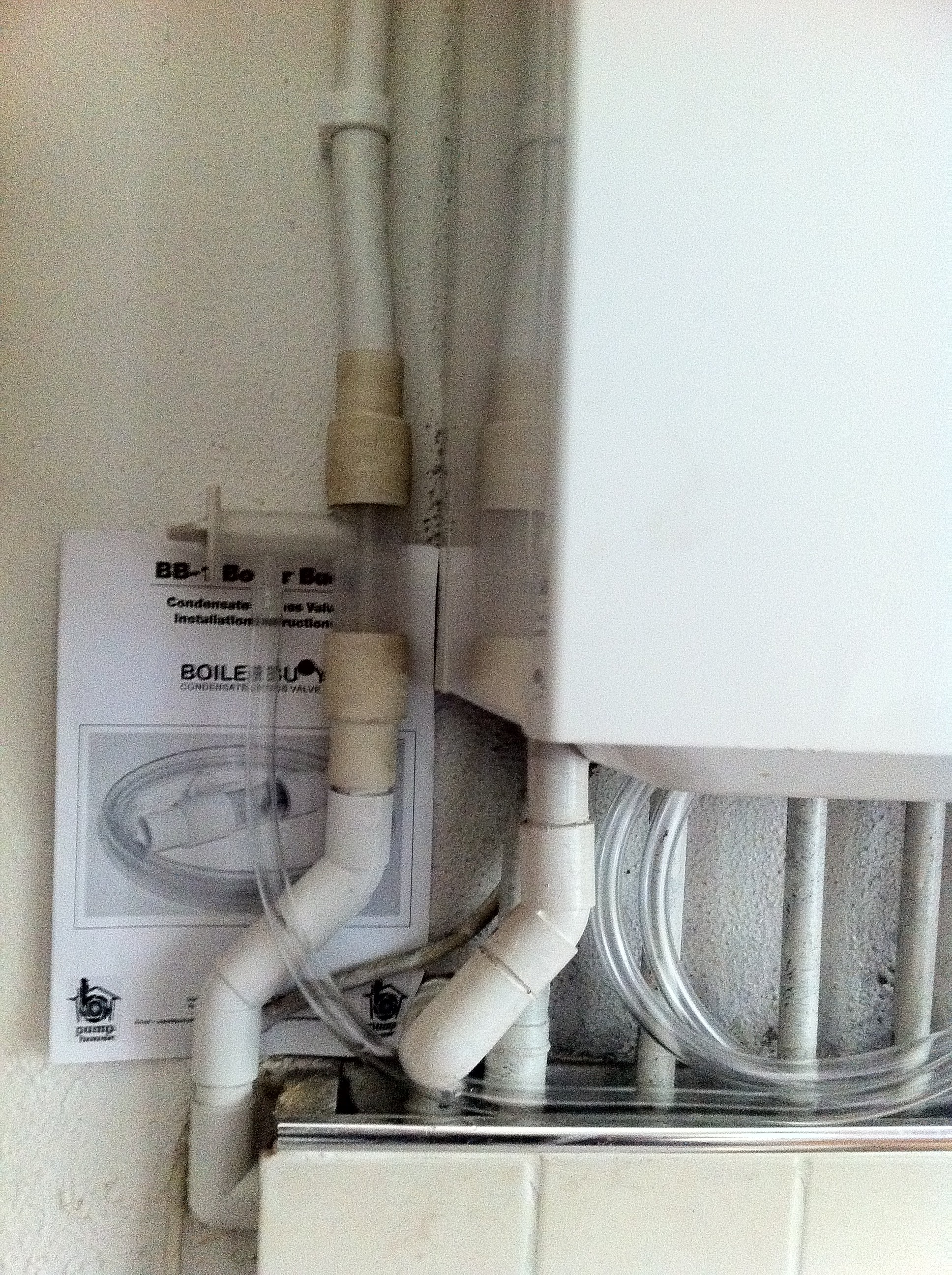 Boiler buoy easily fitted to accommodate short through the wall discharge. 